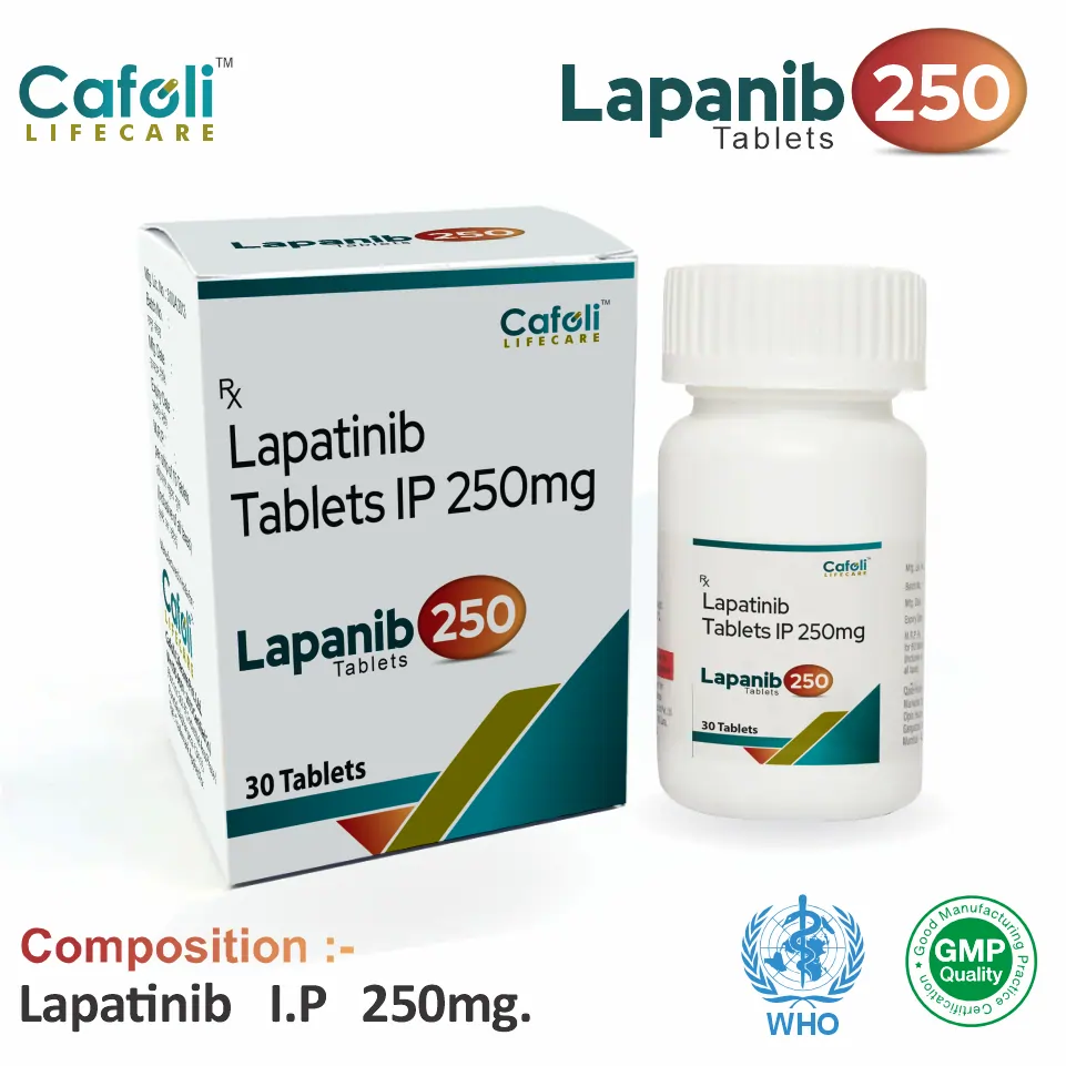 Lapatinib 250 mg tablet strip for metastatic breast cancer.